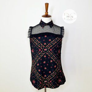 Julio Floral Mesh Collared Blouse Size 2